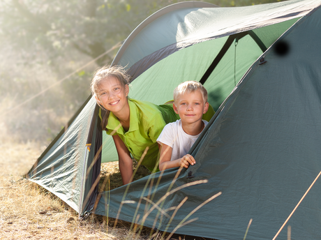 Children enjoying camping near Weston-super-Mare