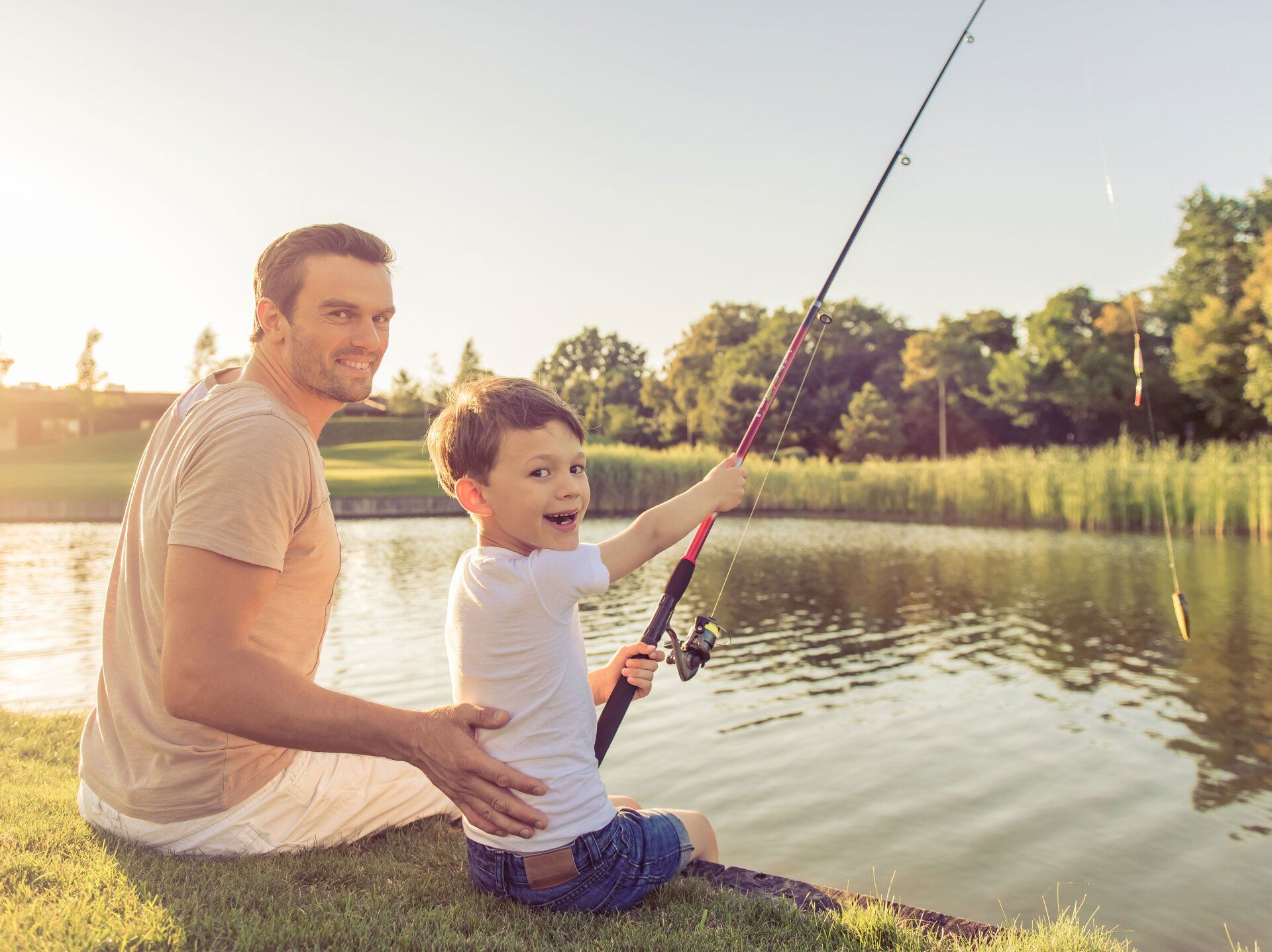 Father and Son Fishing at holiday park