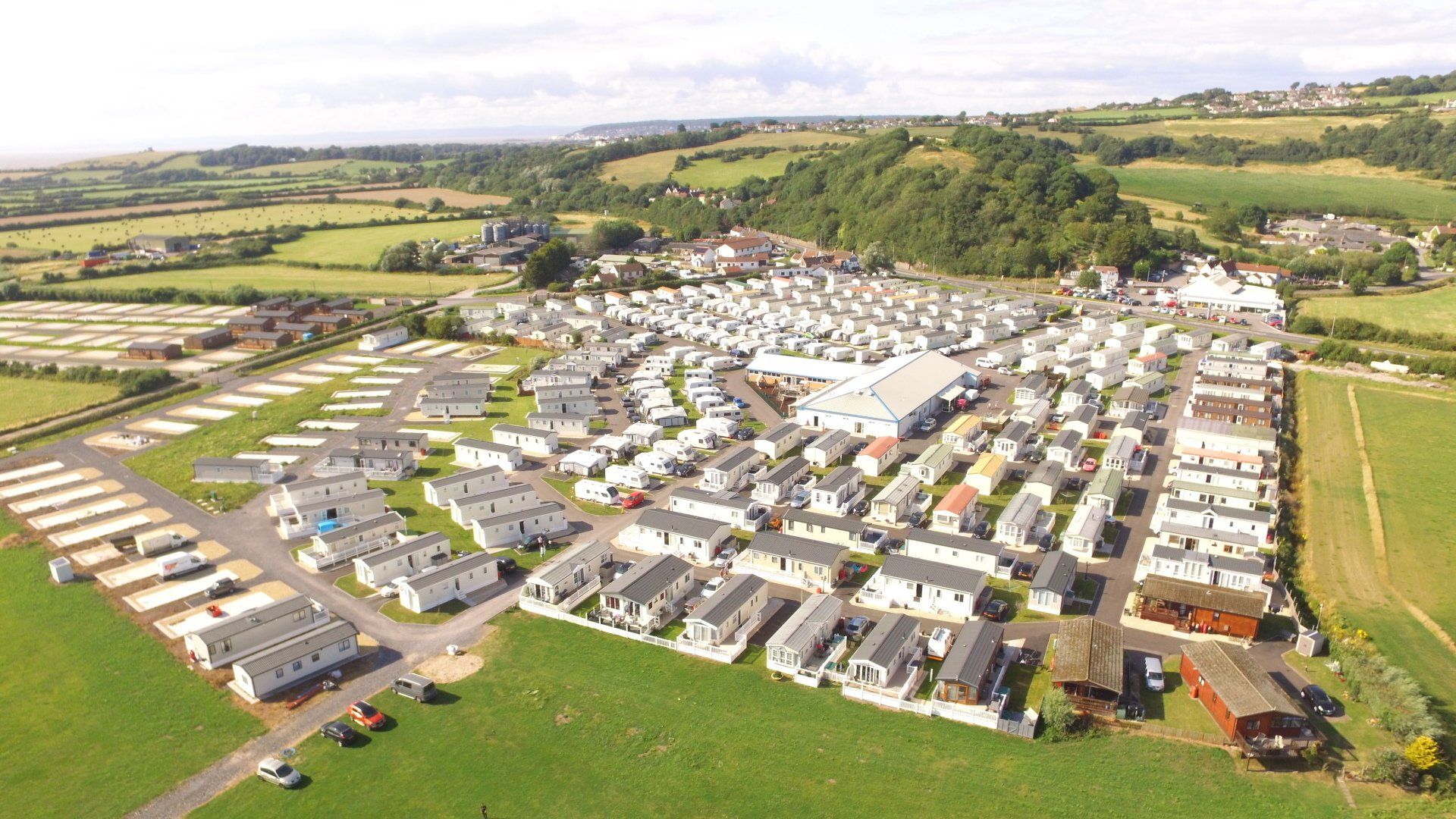 An aerial view of static caravans for sale at our holiday park near Weston-super-Mare