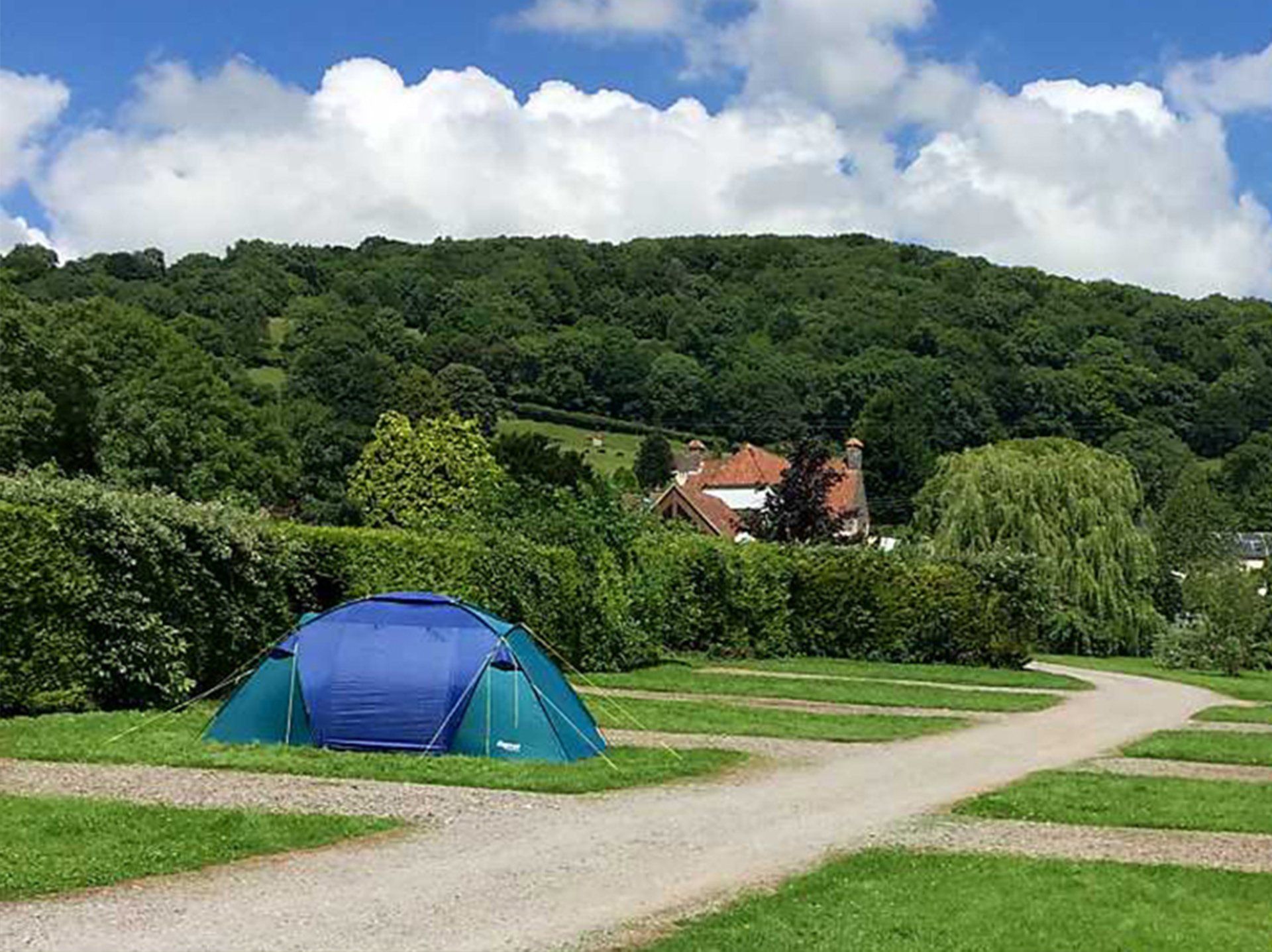 Tent on a campsite in Somerset. - Rodney Stoke Caravan Park