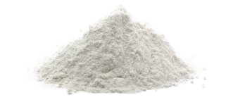 A pile of white probiotic powder on a white background