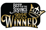 Best of the Springs 2025 Winner badge. Black and gold, with a crown and text.