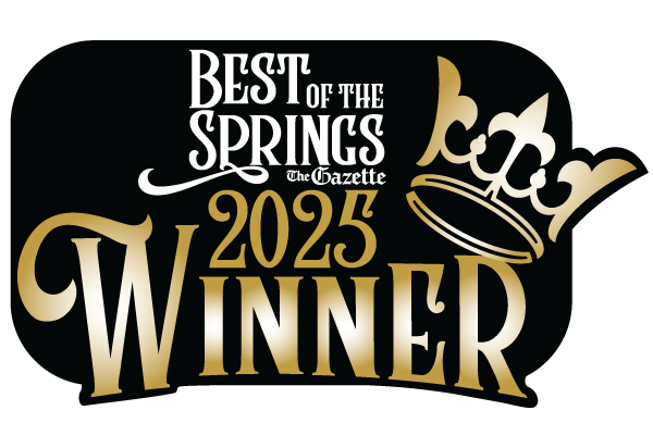 Best of the Springs 2025 Winner badge. Black and gold, with a crown and text.