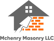 A logo for mchenry masonry llc with a house and bricks