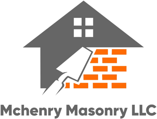 A logo for mchenry masonry llc with a house and bricks