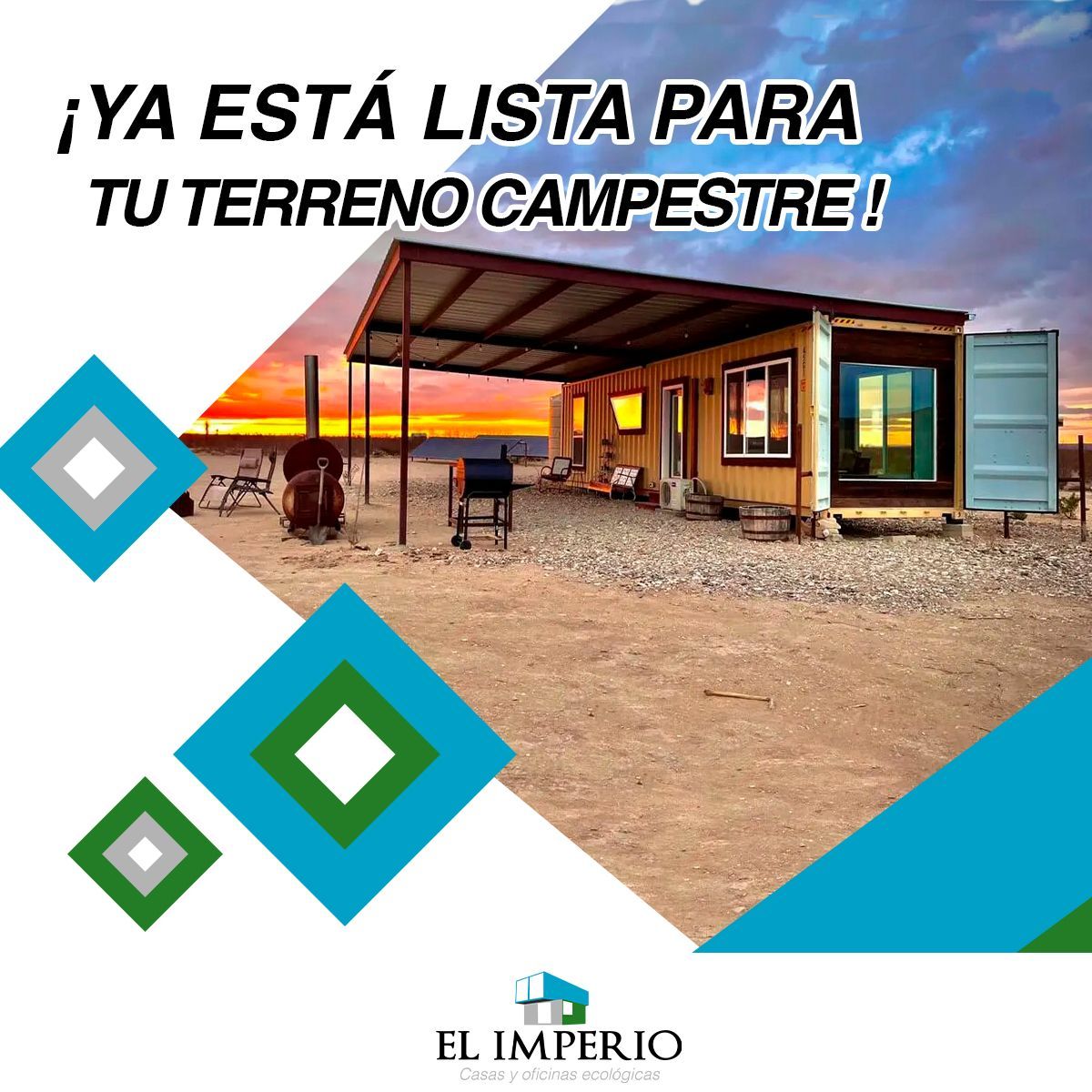 Una cabaña rústica con el texto: 