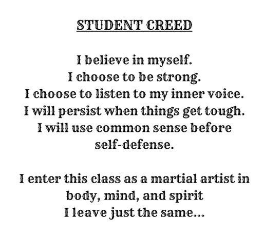 A poster that says student creed on it