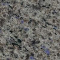 Et nærbillede af en granitbordplade med en grå og blå marmorstruktur.