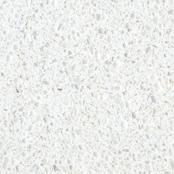 Et nærbillede af en hvid granit bordplade.