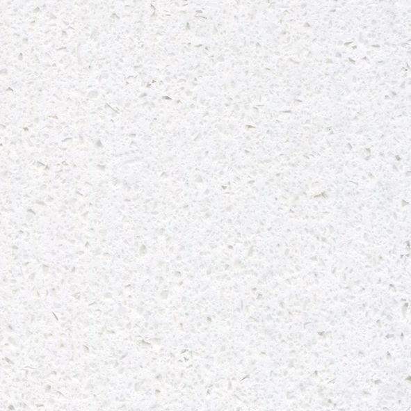 Et nærbillede af en hvid granit bordplade.