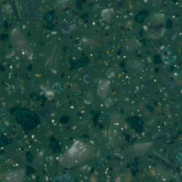 Et nærbillede af en grøn granit bordplade.