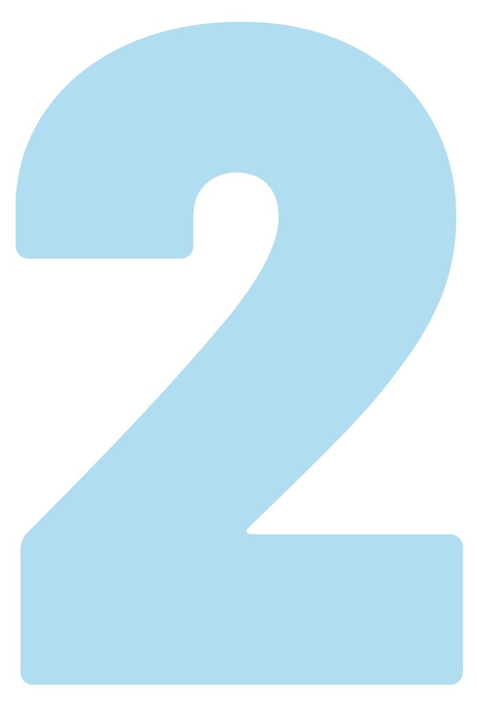A light blue number two on a white background.