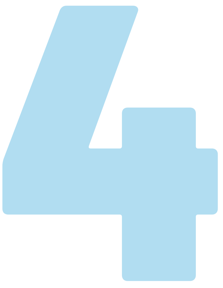 A light blue number four on a white background.