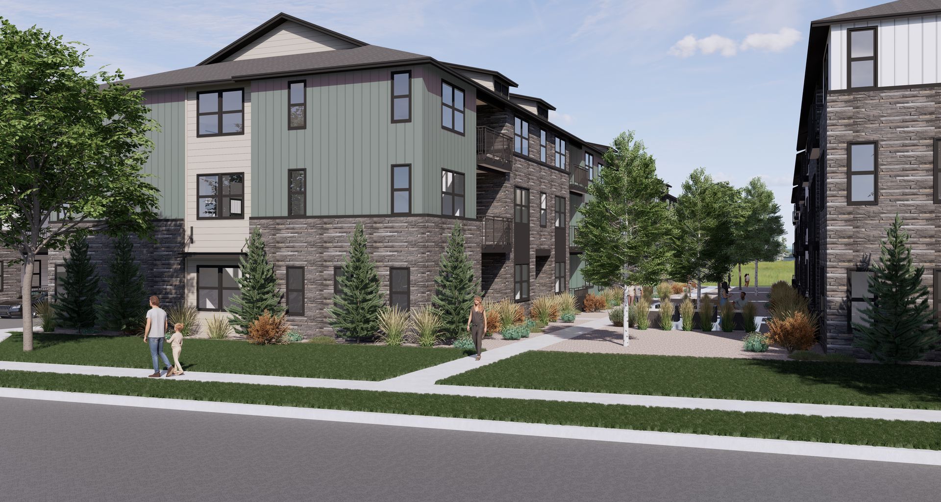 Modern dining table and kitchen