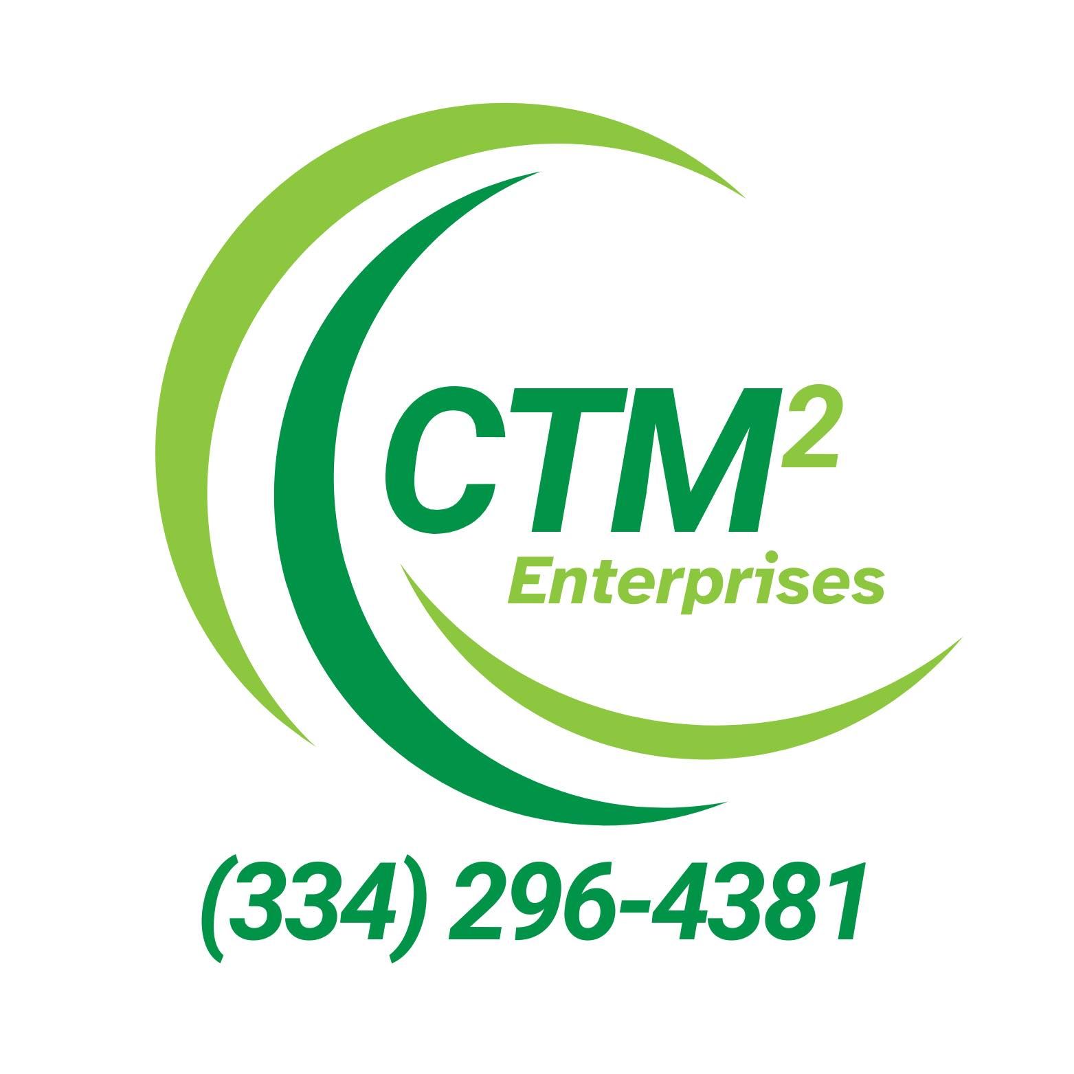 A logo for ctm2 enterprises with a phone number