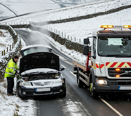 Advance Vehicle Recovery in London at winter time. Break down service