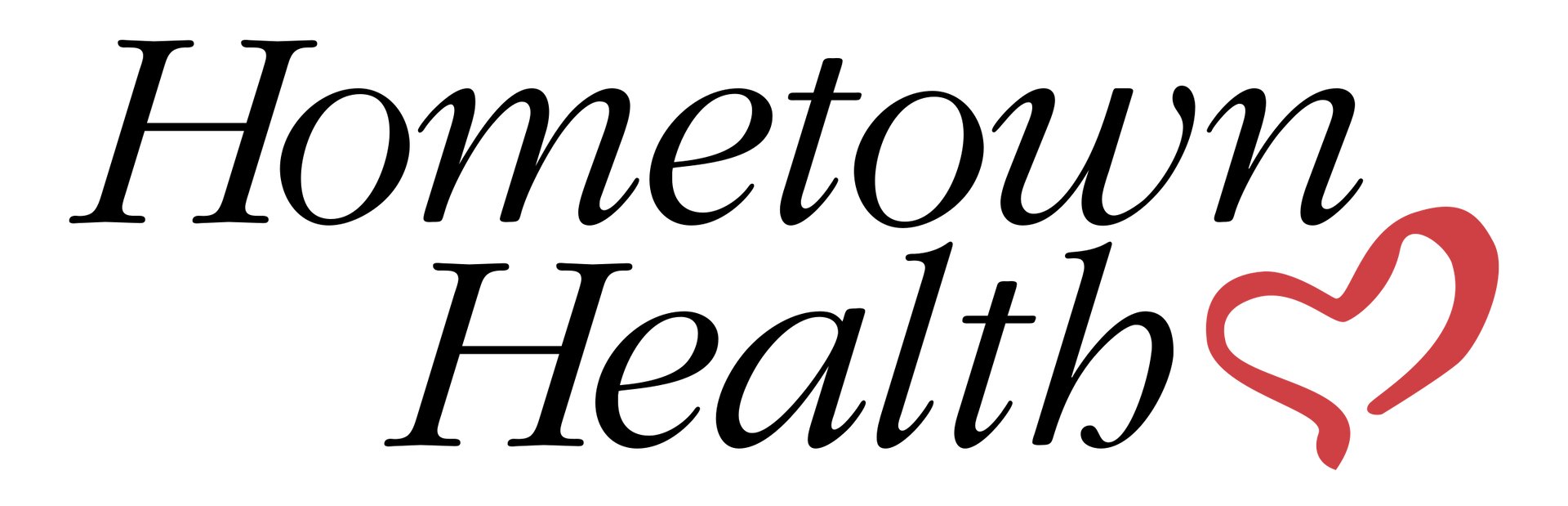 A logo for hometown health with a heart in the middle.