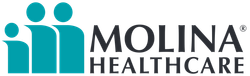 The logo for molina healthcare shows two people standing next to each other.