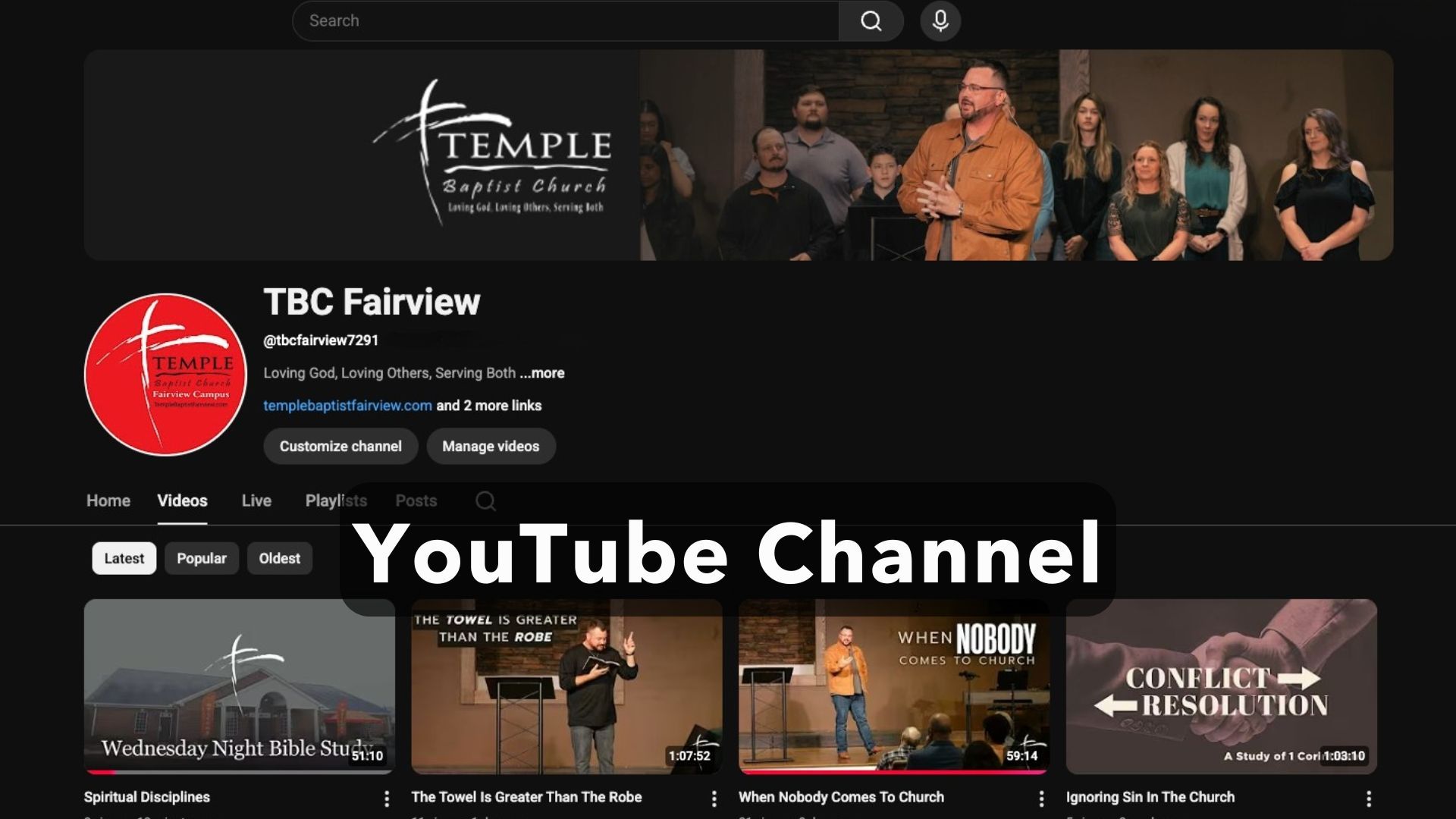 A large crowd of people are gathered in a church with youtube channel written on the bottom