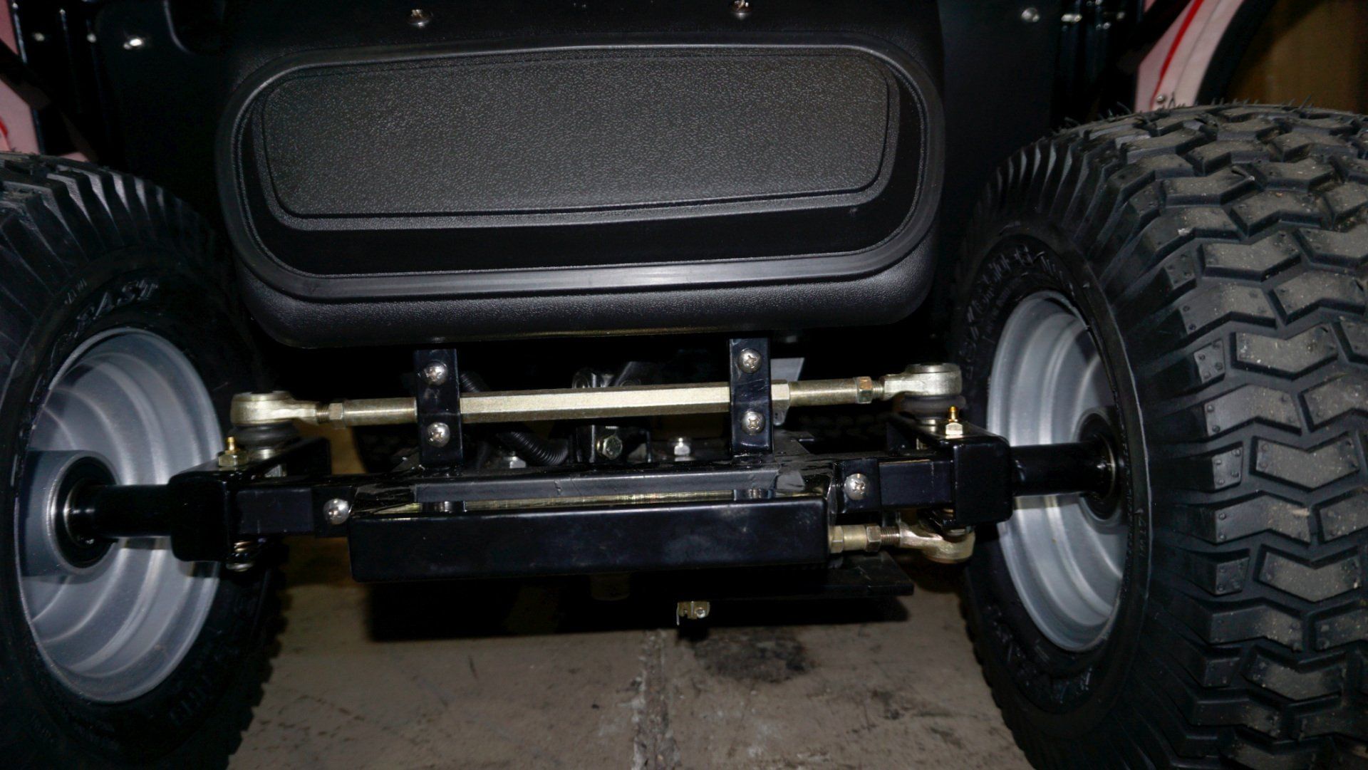 A close up of the front end of a lawn mower