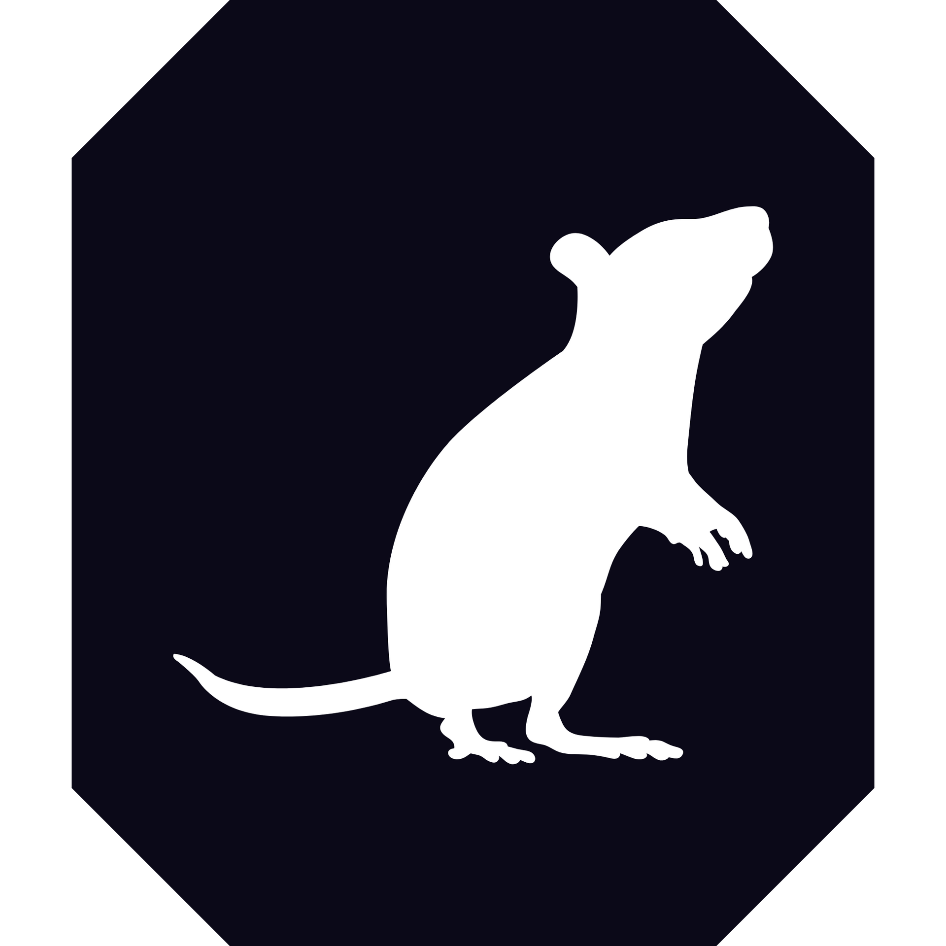 A silhouette of a mouse standing on its hind legs