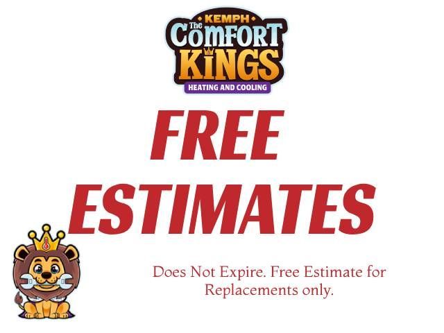 A comfort kings sign that says free estimates