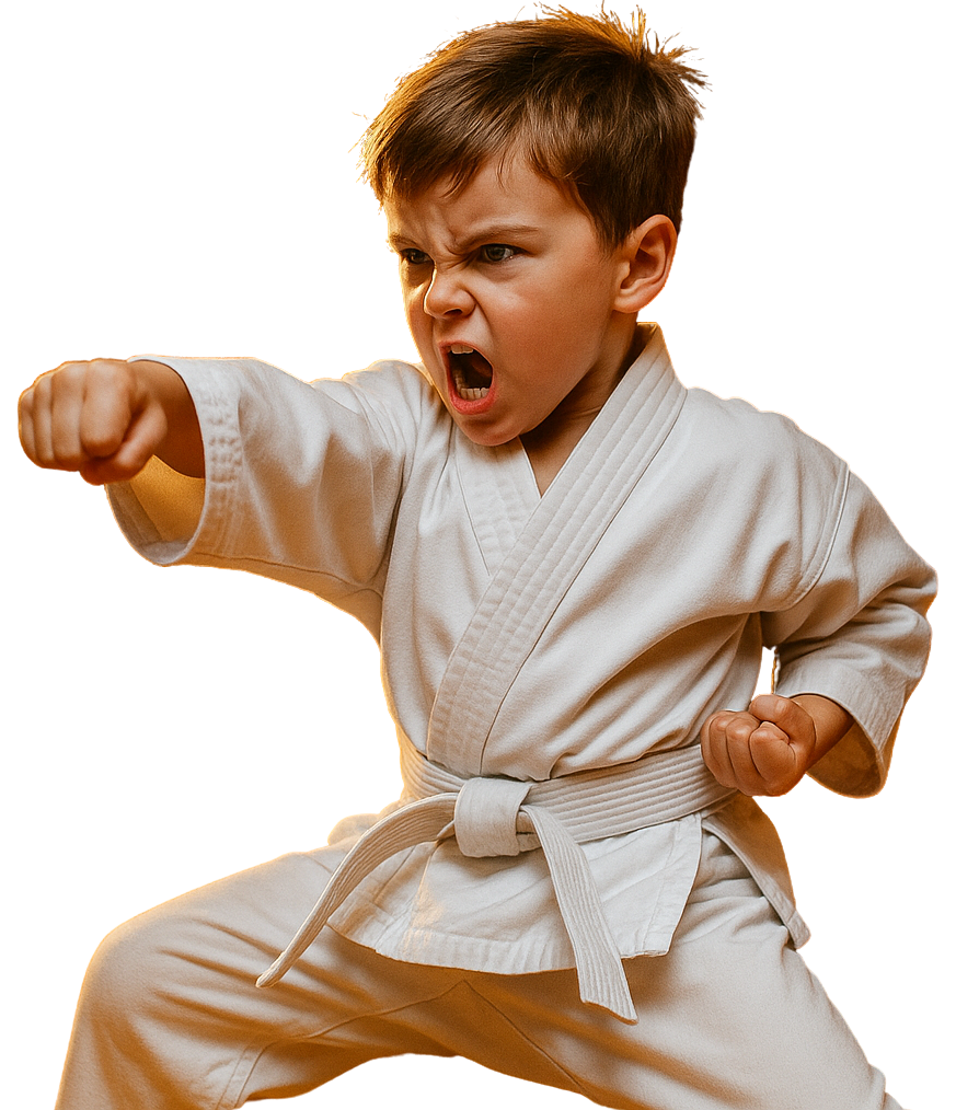 a group of children are practicing martial arts together .