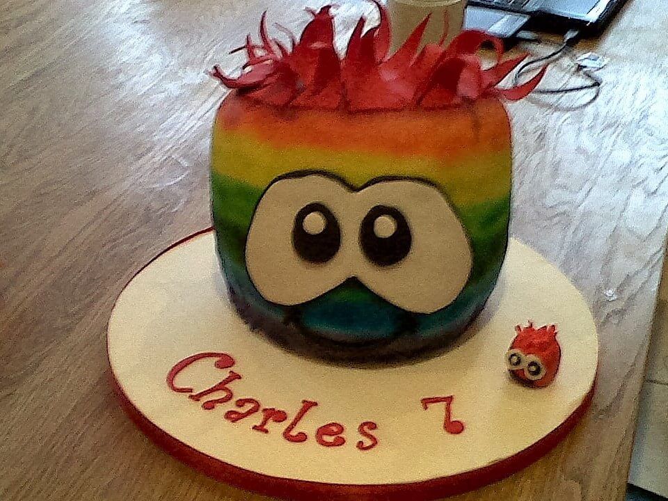 rainbow puffle birthday cake