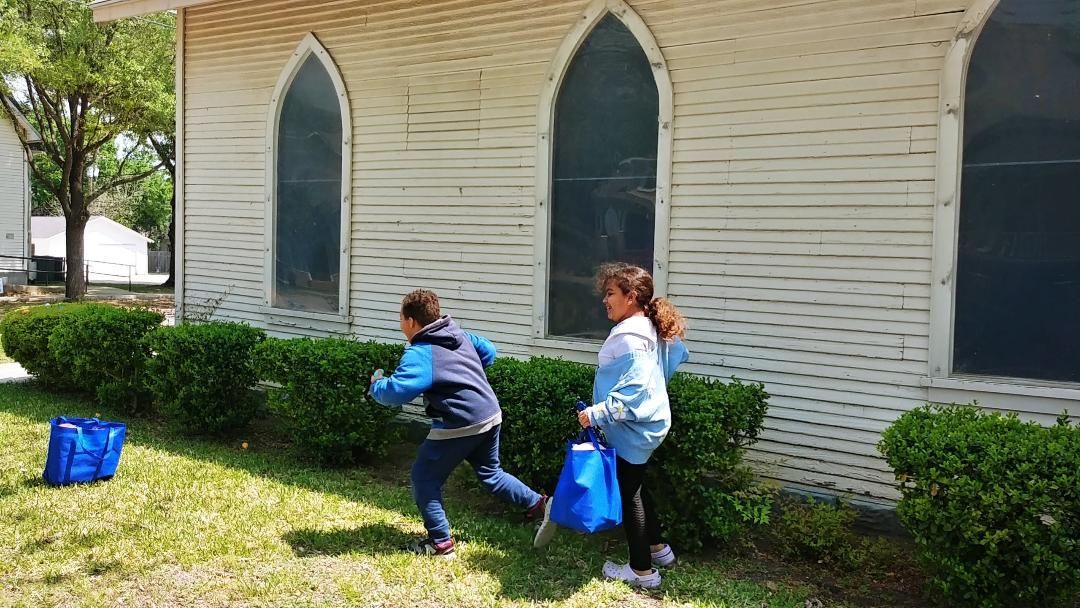 Children Playing Outside Church - Taylor Texas