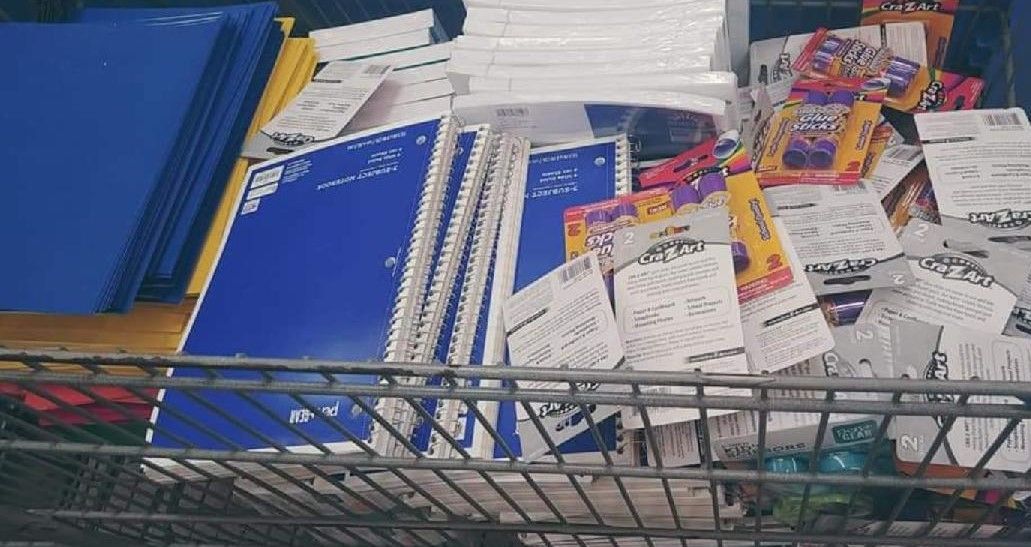 Grocery Cart Full of Notebooks