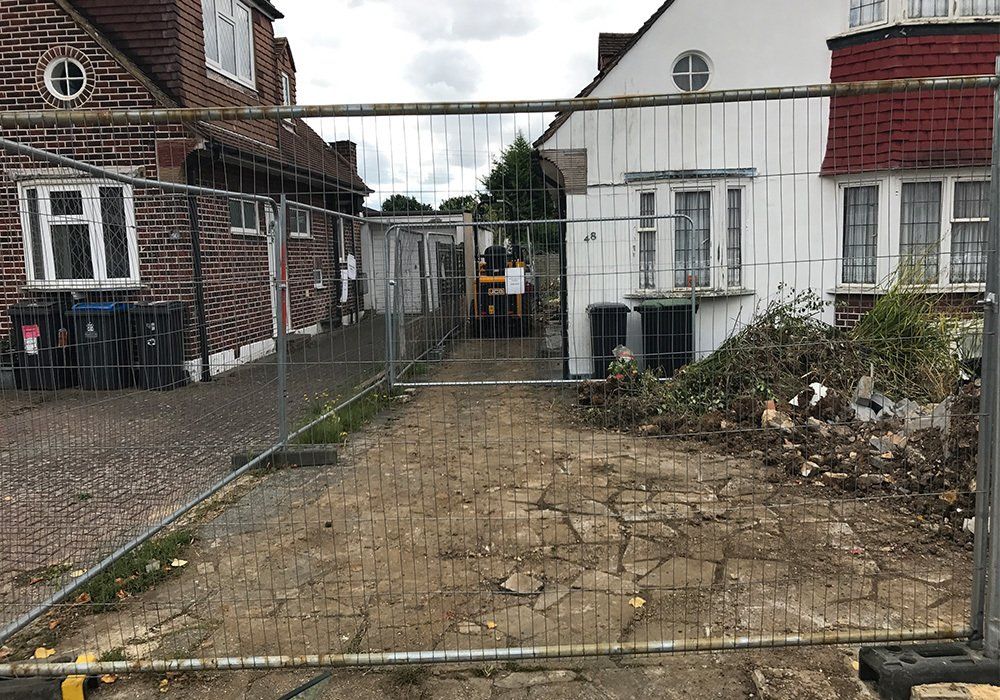 House yard during construction work