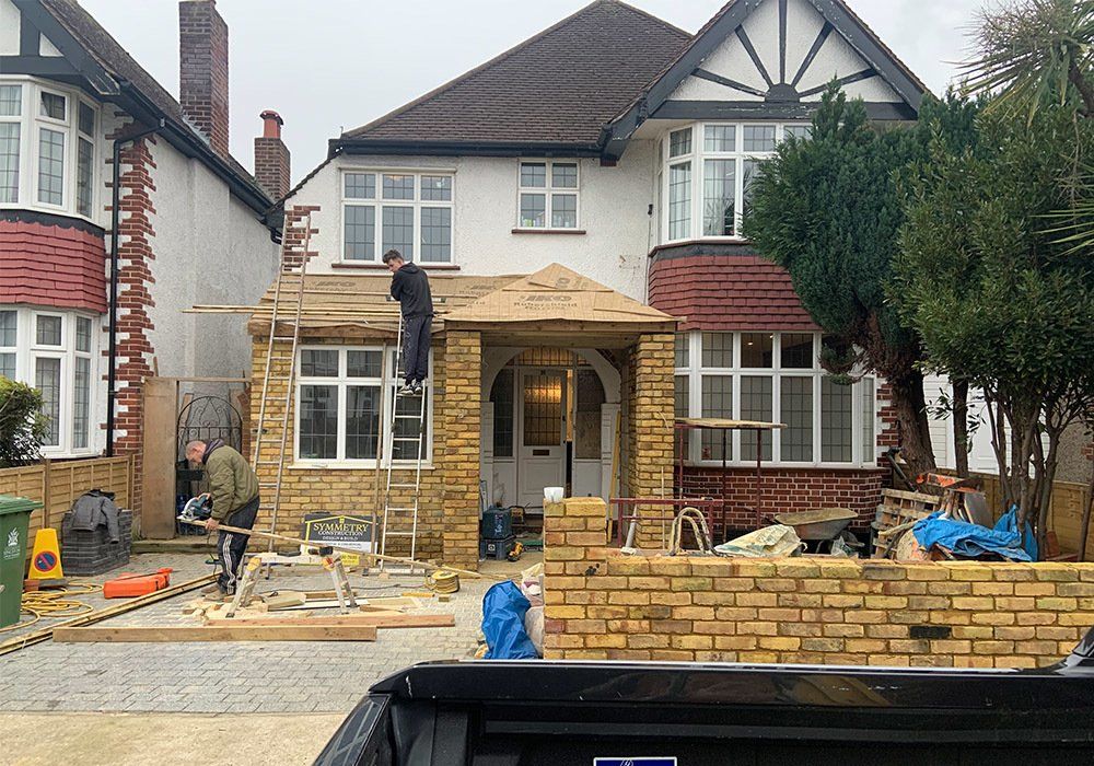 front house during renovation