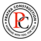 Circular logo: "Pratka Construction" surrounds a red "P" overlapping a black "C". Text reads "Working with you, for you."