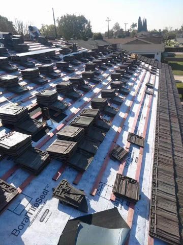 A roof with a lot of tiles on it