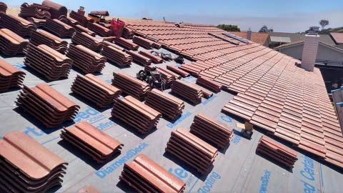 A roof with a lot of tiles on it
