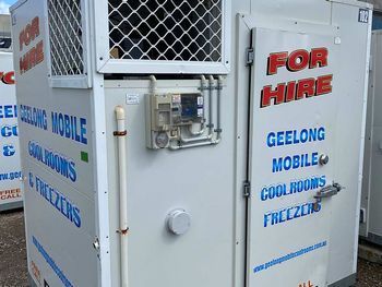 A white box with the words `` for hire '' written on it.