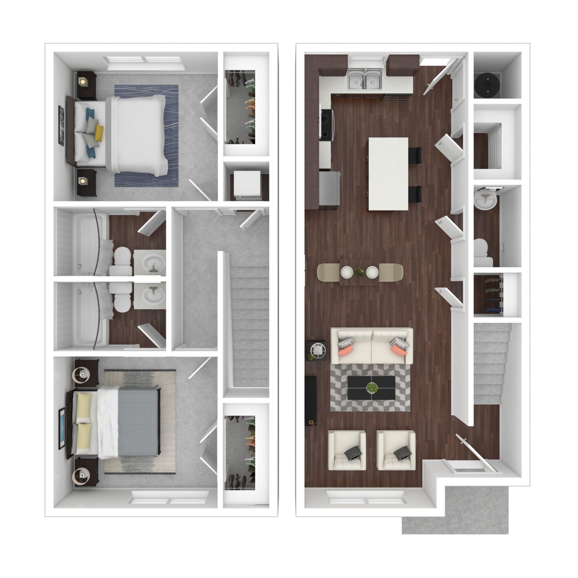 two bedroom staged