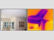 A picture of a room and a picture of an airplane.