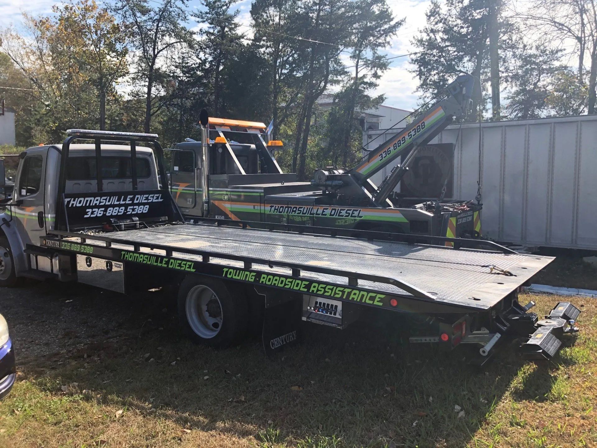 A large truck with a truck with crane — Thomasville, NC — Thomasville Diesel
