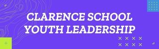 The clarence school youth leadership logo is on a purple background.