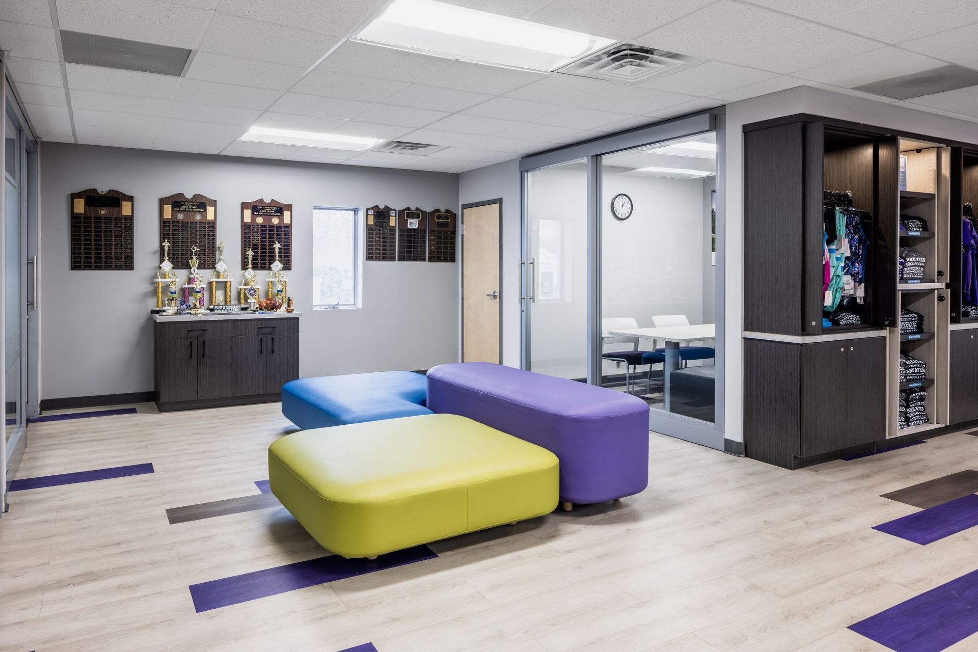 A room with a lot of colorful furniture in it