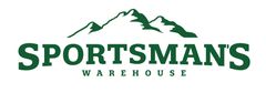 A logo for sportsmans warehouse with a mountain in the background.
