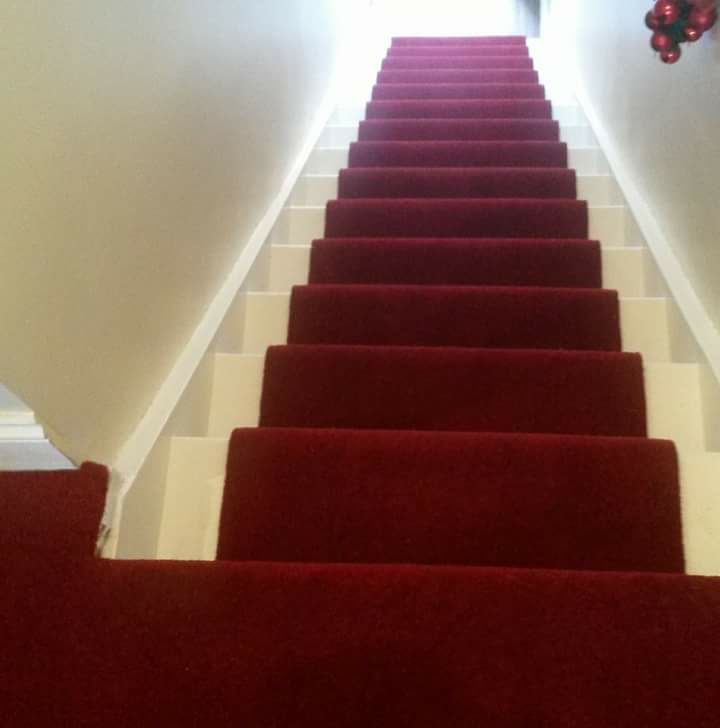 red staircase carpet