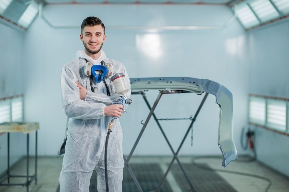 Painter Spray Varnish Man Repair Airbrush Auto Mask Body Bodywork Coating Garage — K & D Auto Repair in Cardiff, NSW