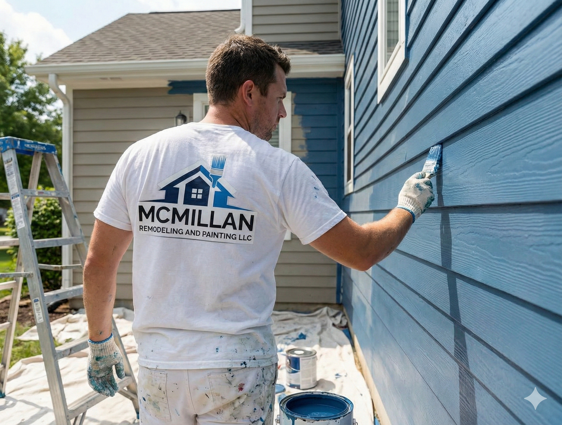 Exterior view of a house with a window and a wooden deck.