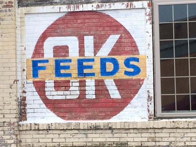 Brick wall with faded