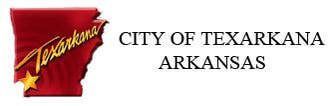 City of Texarkana Arkansas logo in red with a gold star.