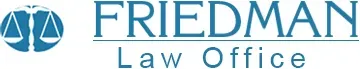 Friedman Law Office logo with a scales of justice icon.