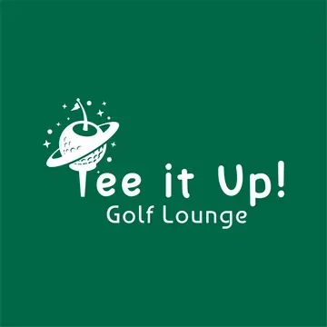 Green logo: White golf ball with planet rings, text