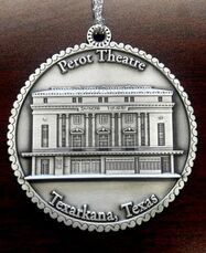 Silver Perot Theatre ornament, Texarkana, Texas.
